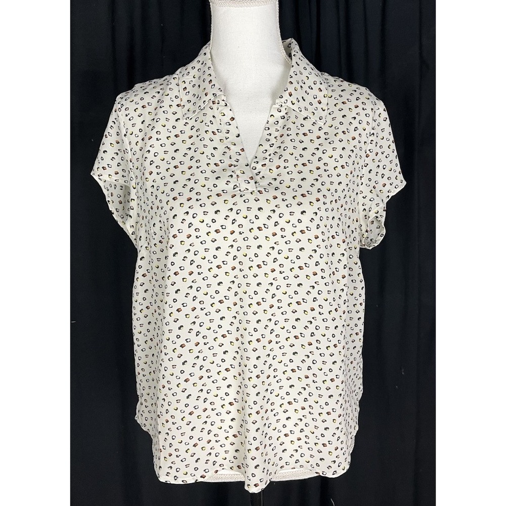 Cabi Geometric Top Womens Size S Short‎ Sleeve Multicolor Boho Collared